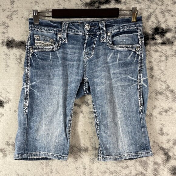 Rock Revival Pants - Rock Revival Yeon Denim Shorts Womens Size 26 Light Wash Bermuda Cotton Stretch